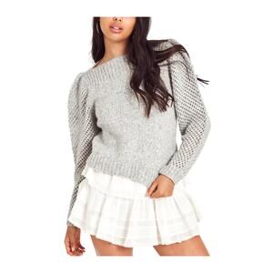 Loveshackfancy 'Rosie' Grey Baby Alpaca Heritage Pullover Sweater Size L